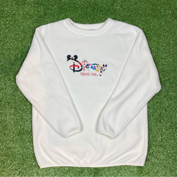 Vintage disney Cruise Line white fleeces fits Large to X-Large - Picture 1 of 3